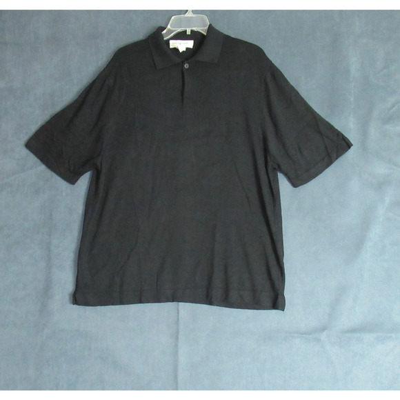 Vintage Pronto-Uomo Firenze Sweater Mens Large Black Knit Polo 90s Made in Italy - Picture 1 of 7